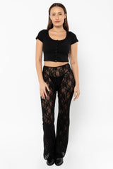 Los Angeles Apparel Floral Lace Flare Leggings