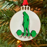 Weightlifting Christmas Tree Ornament 4 Piece Set, Includes 4 Different Wooden Weightlifting Style Ornaments, Weightlifting Gift, Fitness Ornament (All Male Lifter 4 Pack)