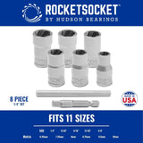 | 18 Piece ¼” Drive Bolt Lug Nut Extractor Socket Tool Set | RAZORGRIP Technology Extract Damaged Frozen Rusted Rounded-Off Bolts Nuts & Screws | Made in USA Steel