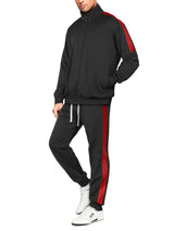 Hat and Beyond Mens Premium USA Made Striped Track Suit Athletic Casual Running Workout Sweat Suit Combo Track Jacket & Pant