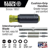 Klein Tools 80027 Screwdriver Set, 11-in-1 Multi-bit Screwdriver, 6-in-1 Stubby Screwdriver, Phillips, Slotted, Square, Torx Bits, 2-Piece