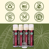 USDA Organic Lip Balm 6-Pack by Earth's Daughter Stocking Stuffers - Fruit Flavors, Beeswax, Coconut Oil, Vitamin E - Best Lip Repair Chapstick for Dry Cracked Lips - Moisturizing Lip Care