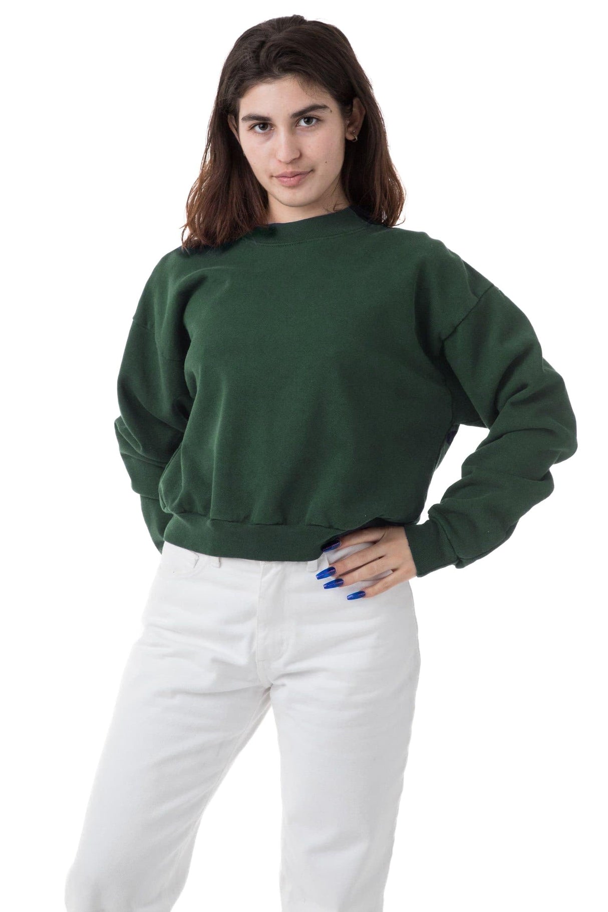 Los Angeles Apparel Heavy Fleece Cropped Mock Neck Pullover (Garment Dye)