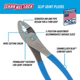 Channellock 526 6-Inch Slip Joint Pliers | Utility Plier with Wire Cutter | Serrated Jaw Forged from High Carbon Steel for Maximum Grip on Materials | Specially Coated for Rust Prevention| Made in USA