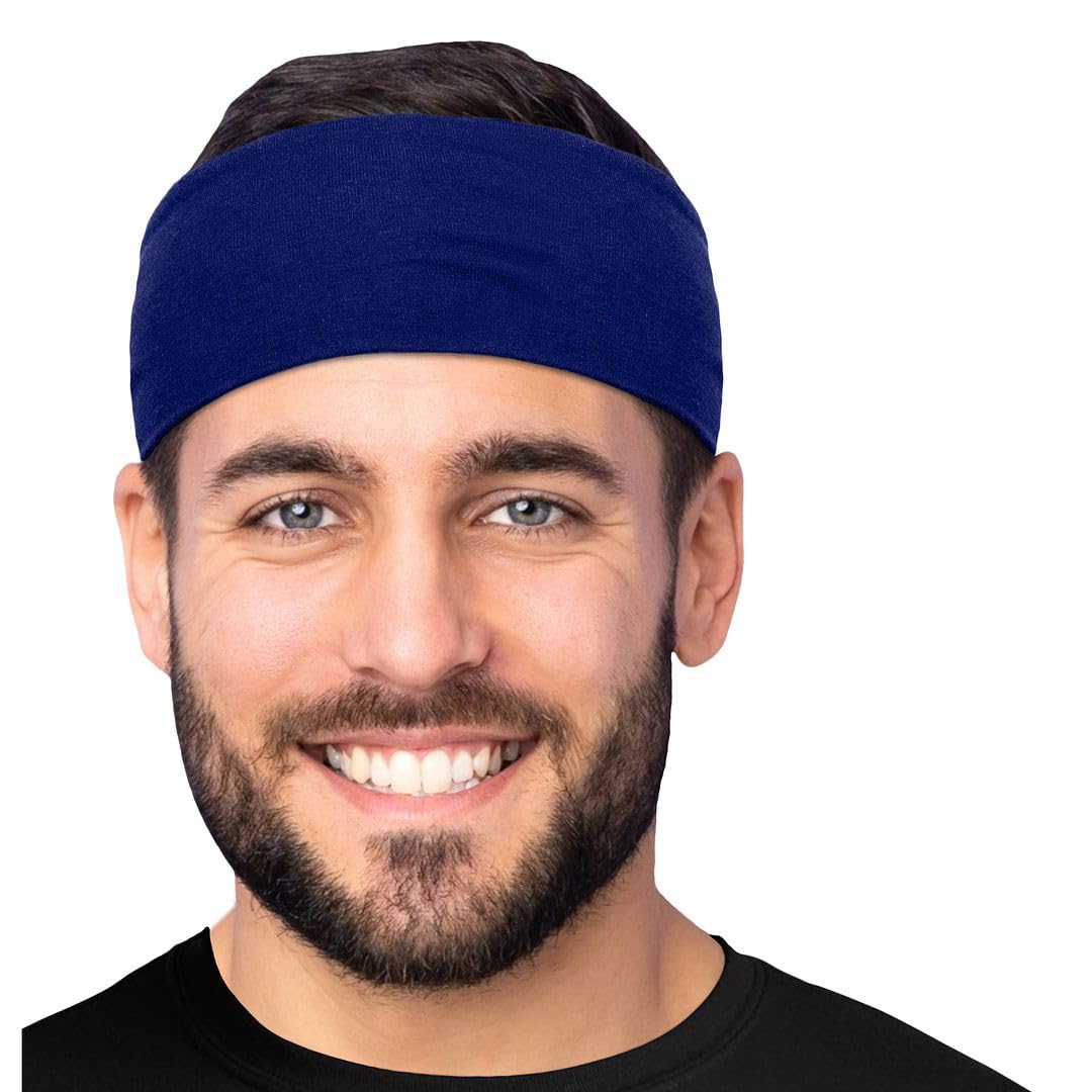 Men's Cotton Headbands Sweatbands 3" Wide Sports Fitness Yoga Fashion Made in USA