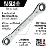 Klein Tools 68200 Ratcheting Box Wrench, Made in USA, 1/4-Inch x 5/16-Inch with Reverse Ratcheting and Chrome Plated Finish