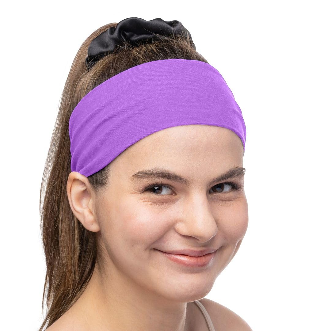 Women's Cotton Headbands Sweatbands 3" Wide Sports Fitness Yoga Fashion Made in USA