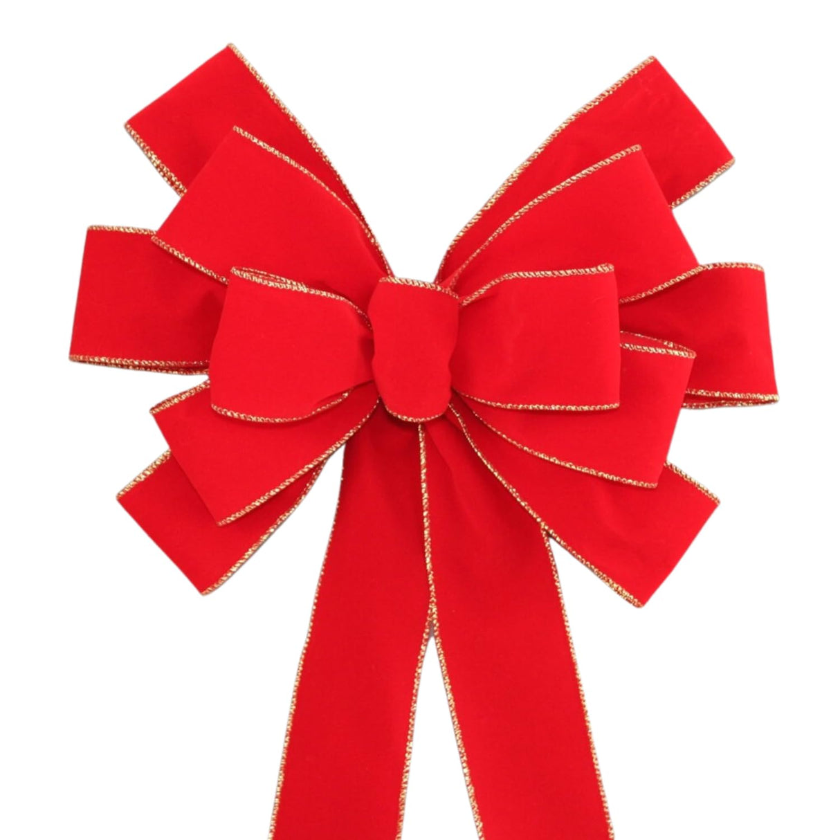 Ivory Brushed Velvet Gold Lame Backed Wire Edge Christmas Bow - Handcrafted in USA (8 inch bow)