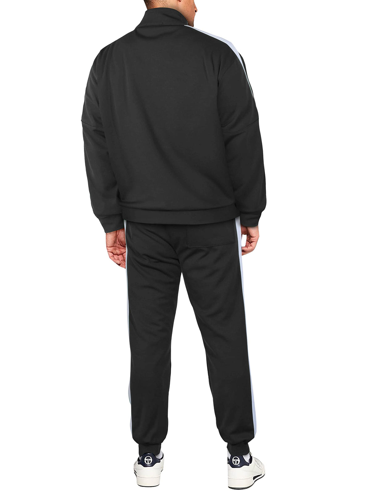 Hat and Beyond Mens Premium USA Made Striped Track Suit Athletic Casual Running Workout Sweat Suit Combo Track Jacket & Pant
