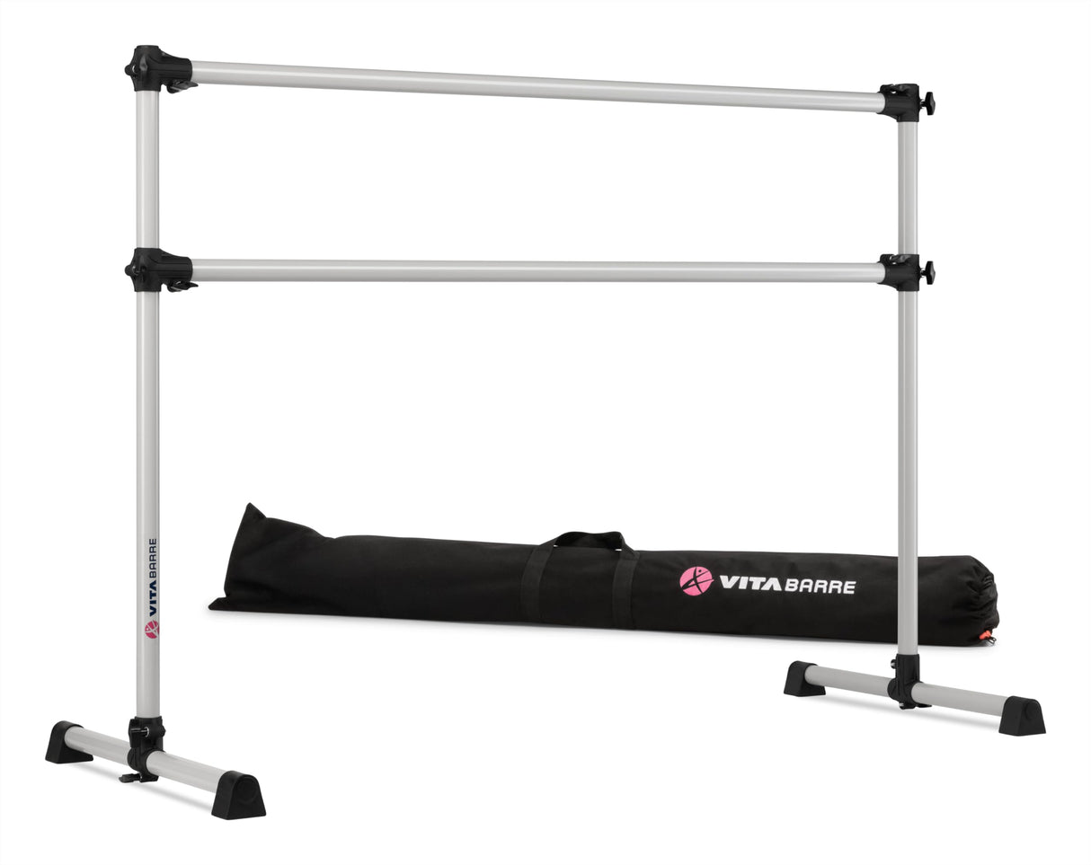 VITA Barre Portable Freestanding Double Ballet Barre, Prodigy, with Carry Bag | Adjustable Height, USA Made, Home or Gym Exercise Equipment for Kids & Adults | Dance, Fitness, Pilates