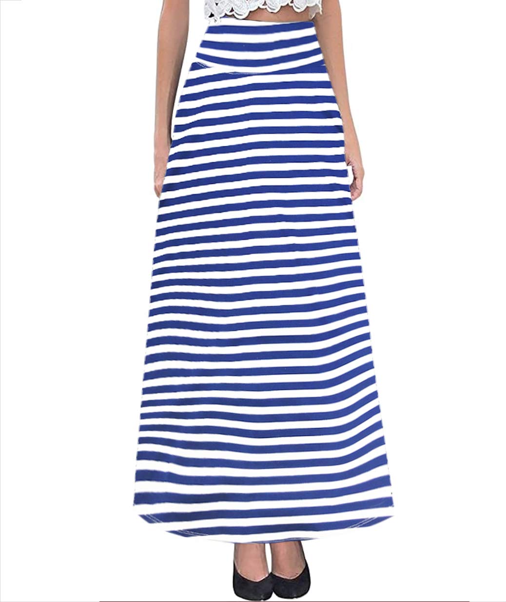 Hybrid & Company Women Versatile Fold Over Waist Maxi Skirt/Convertible Dress