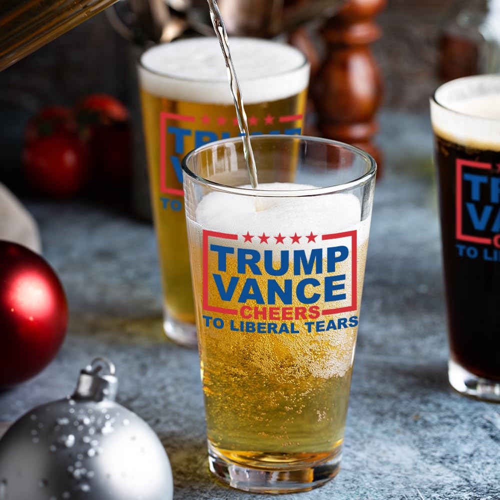 Trump Vance MAGA Trumpican 16 oz Pint Beer Glass Made in America & Dishwasher Safe! Gift Box Included | Trump 2024 Patriot Gift | Gifts For Men | Made In USA