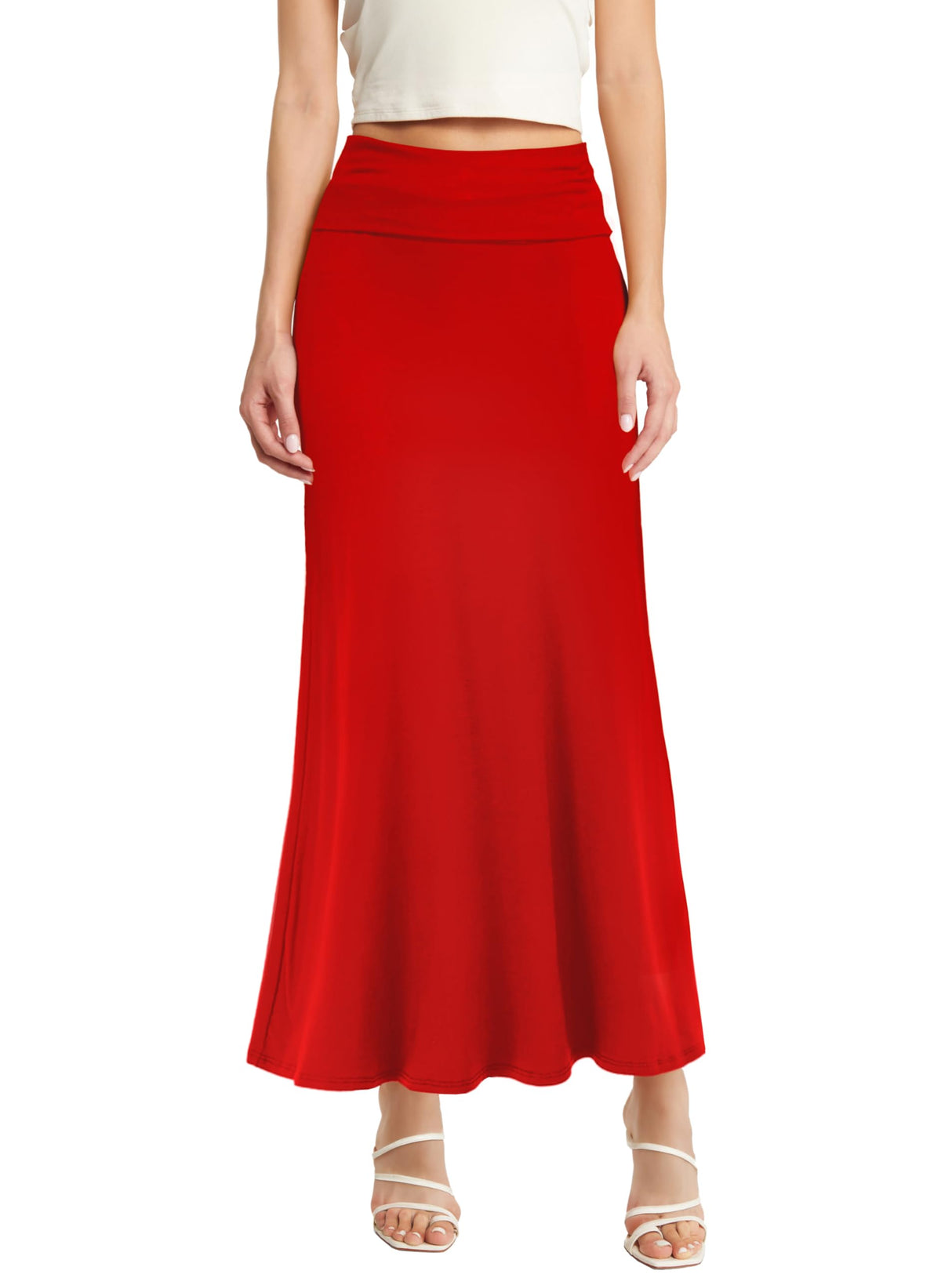 Hybrid & Company Women Versatile Fold Over Waist Maxi Skirt/Convertible Dress