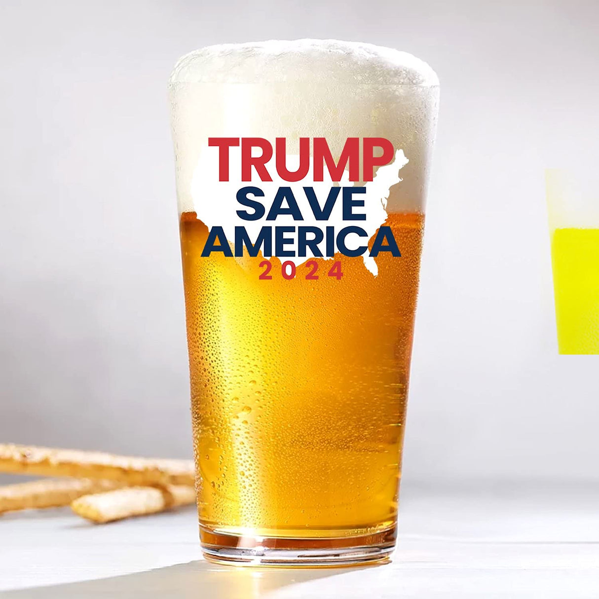 Trump 2024 Save America | American Flag Glass |16 oz Unique Beer Mug | Patriotic Old Fashioned Beer Tasting Guinness Pint Glasses For Men | Retirement Gifts For Men | Made In USA
