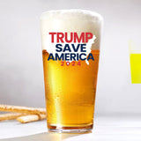Trump 2024 Save America | American Flag Glass |16 oz Unique Beer Mug | Patriotic Old Fashioned Beer Tasting Guinness Pint Glasses For Men | Retirement Gifts For Men | Made In USA