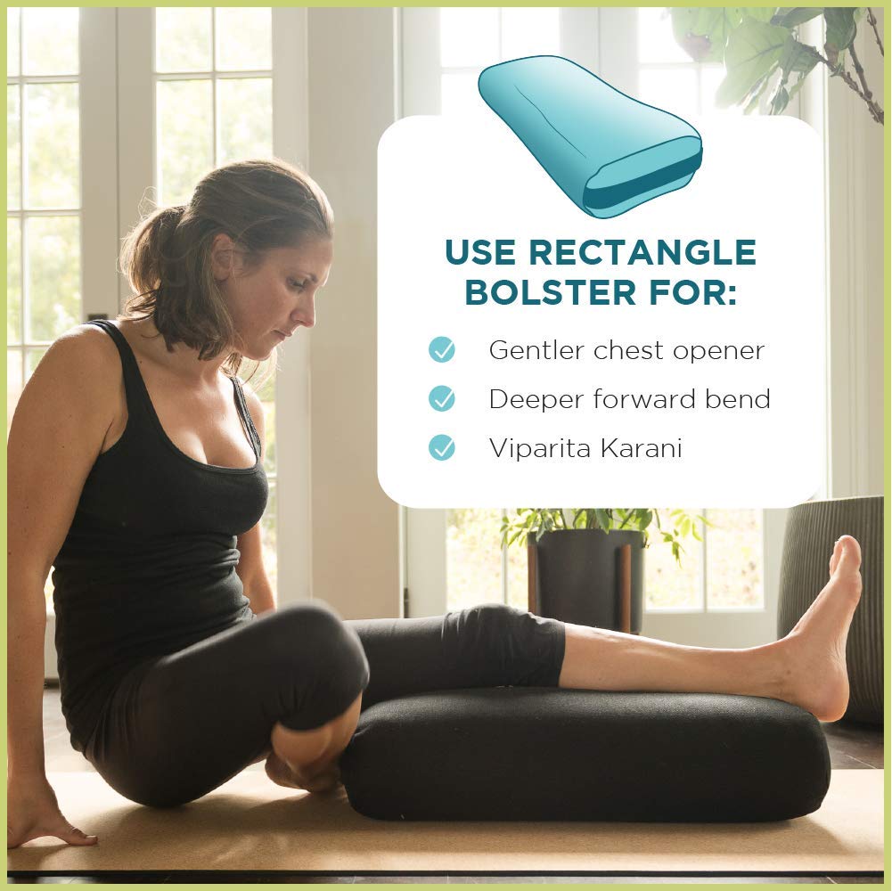 Bean Products Yoga Bolster - Made In The USA With Eco Friendly Materials - Round or Rectangular Support Cushions That Elevate Your Practice - Natural Cotton or Organic Hemp Cover