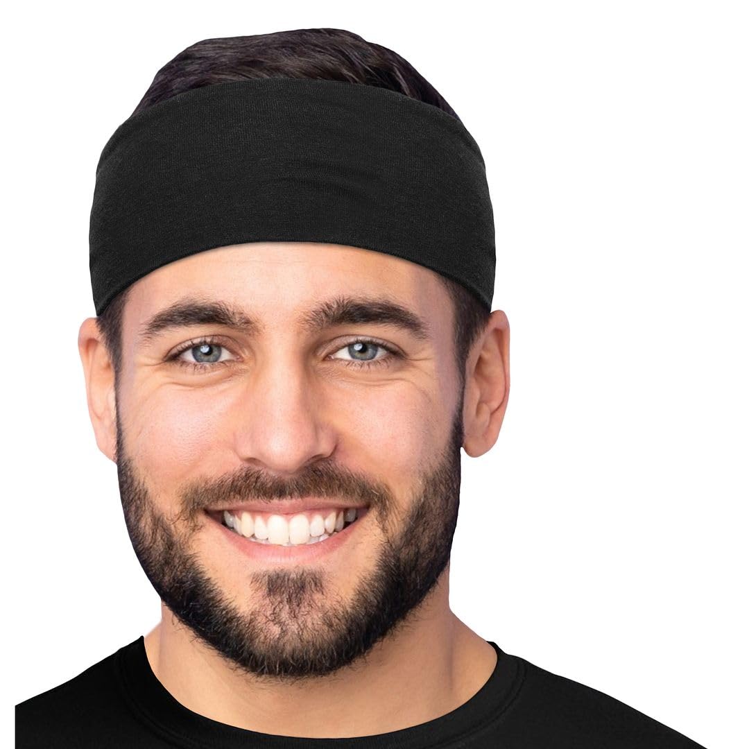 Men's Cotton Headbands Sweatbands 3" Wide Sports Fitness Yoga Fashion Made in USA