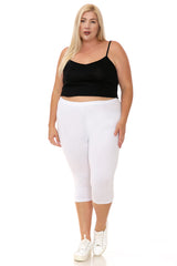 Leggings Depot Cotton Spandex Knee Length Leggings for Women, Made in USA-NCL24, White, L