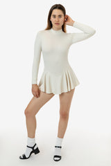 Los Angeles Apparel Ponte Long Sleeve Mockneck Skirted Leotard