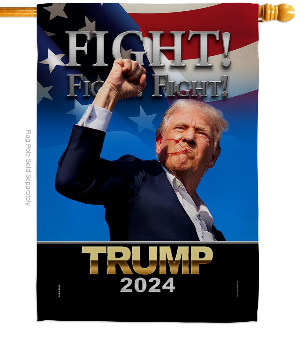 Fight for Trump Flag Wall Home Room Tapestry MAGA Garden Poster Rally Shooting 2024 Patio Banner Yard Sign Outdoor House Patriotic Decorations, Republican Gifts Made in USA