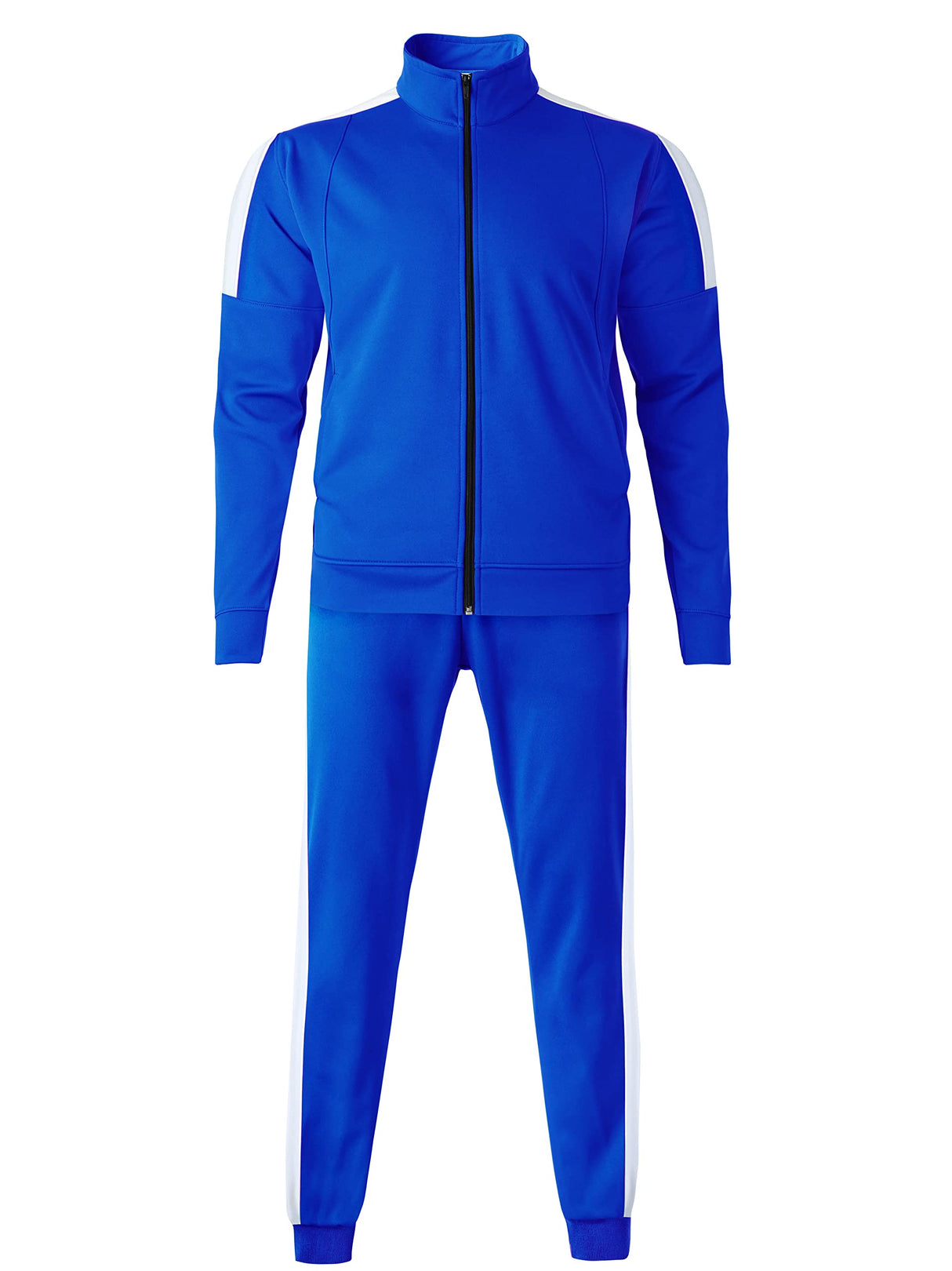 Hat and Beyond Mens Made in USA Premium Track Jacket & Pants Striped Sweatsuit Athletic Casual Essentials Gym