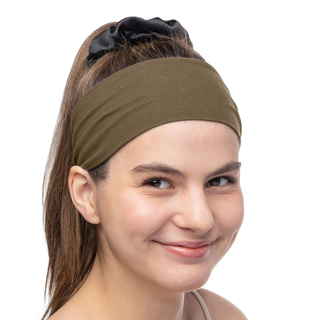 Women's Cotton Headbands Sweatbands 3" Wide Sports Fitness Yoga Fashion Made in USA