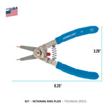 Channellock 927 8-Inch Snap Ring Plier | Precision Circlip Retaining Ring Pliers | Includes 5 Pairs of Interchangeable Tips | Made in the USA