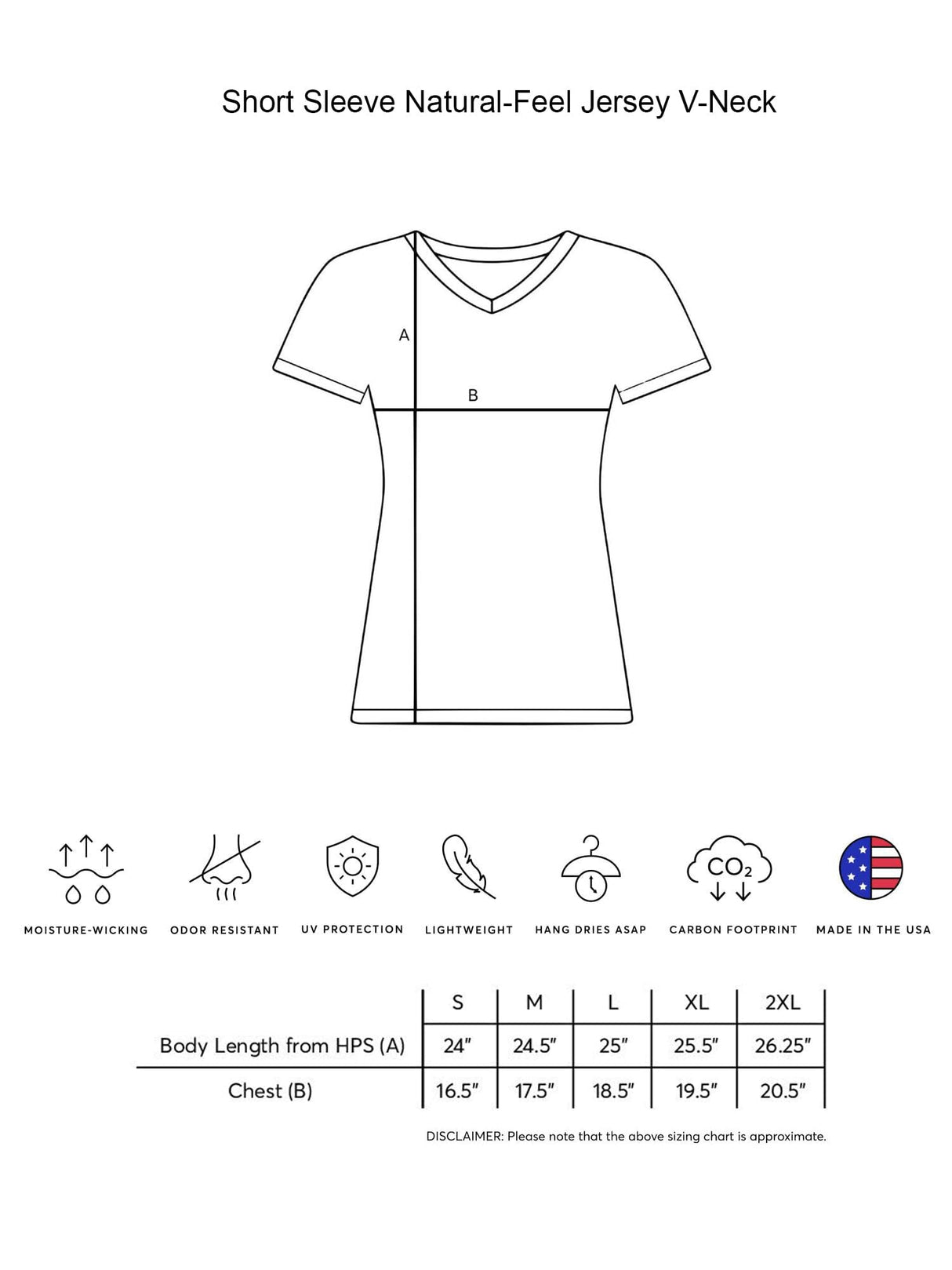 Expert Brand USA-Made Women's Short Sleeve Natural-Feel Jersey Activewear V-Neck T-Shirt