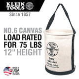 Klein Tools 5109 Canvas Bucket, Wide-Opening Straight-Wall Tool Bucket is Made of No. 6 Canvas with Black Molded Bottom, 75-Pound Load Rated