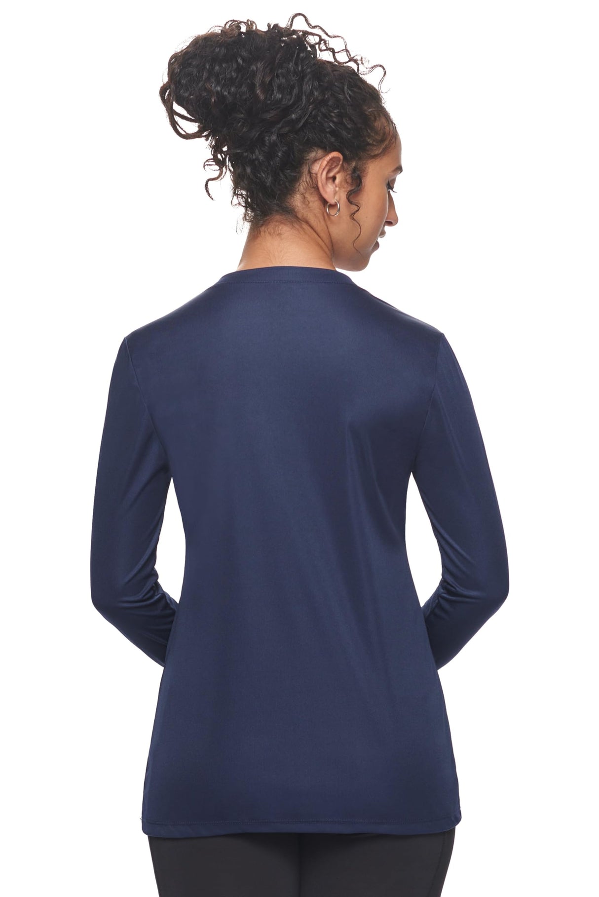 Expert Brand USA-Made Women's Drimax Dry Fit V Neck Athletic Long Sleeve