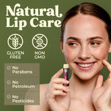 USDA Organic Lip Balm 6-Pack by Earth's Daughter Stocking Stuffers - Fruit Flavors, Beeswax, Coconut Oil, Vitamin E - Best Lip Repair Chapstick for Dry Cracked Lips - Moisturizing Lip Care