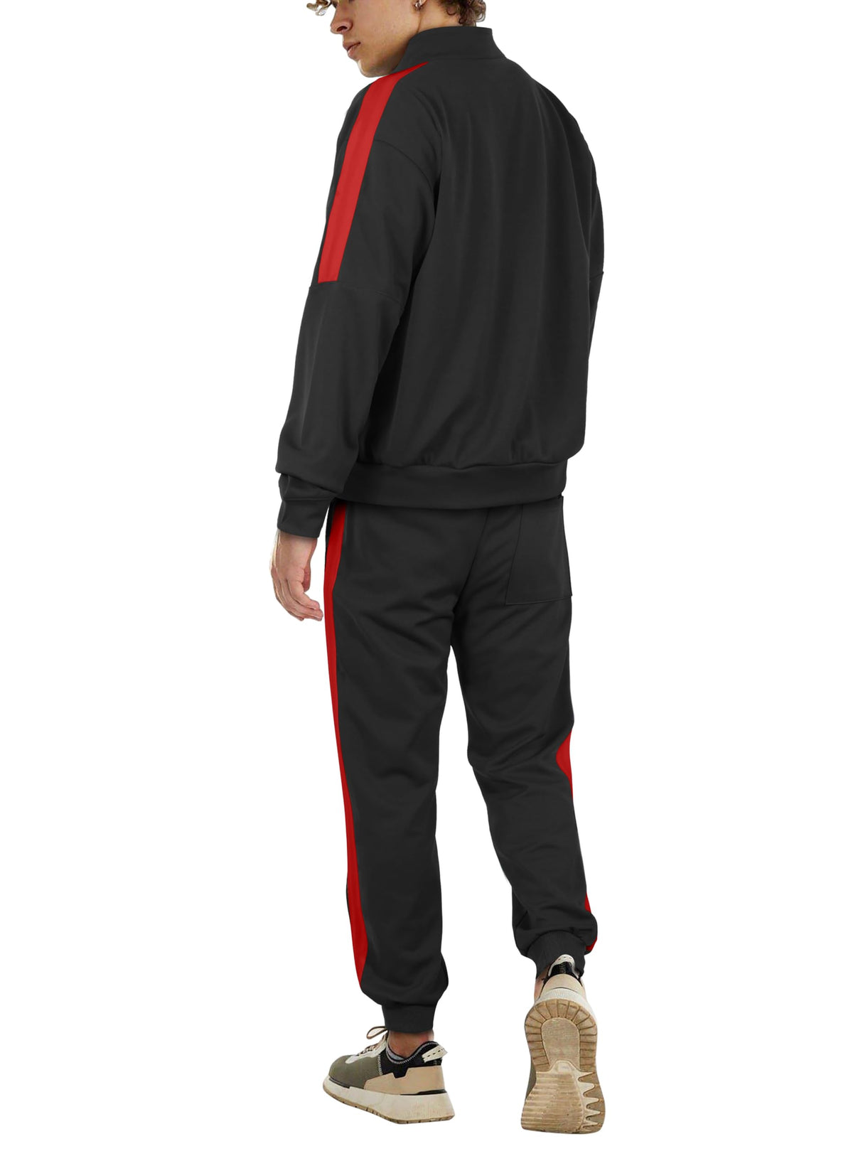 Hat and Beyond Mens Made in USA Premium Track Jacket & Pants Striped Sweatsuit Athletic Casual Essentials Gym