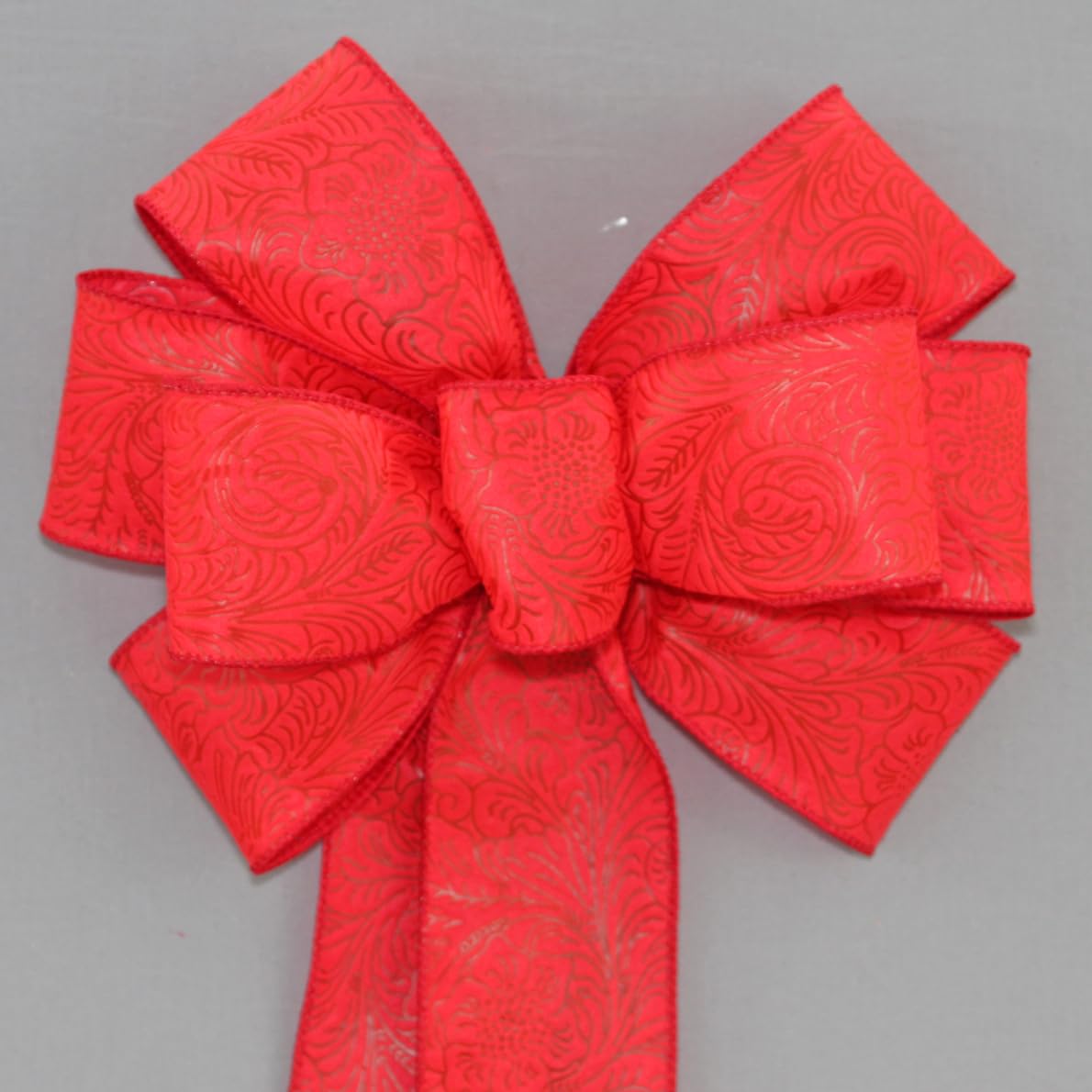 Red Embossed Weatherproof Wreath Bow - Package Perfect Bows Made in USA (10 inch bow)