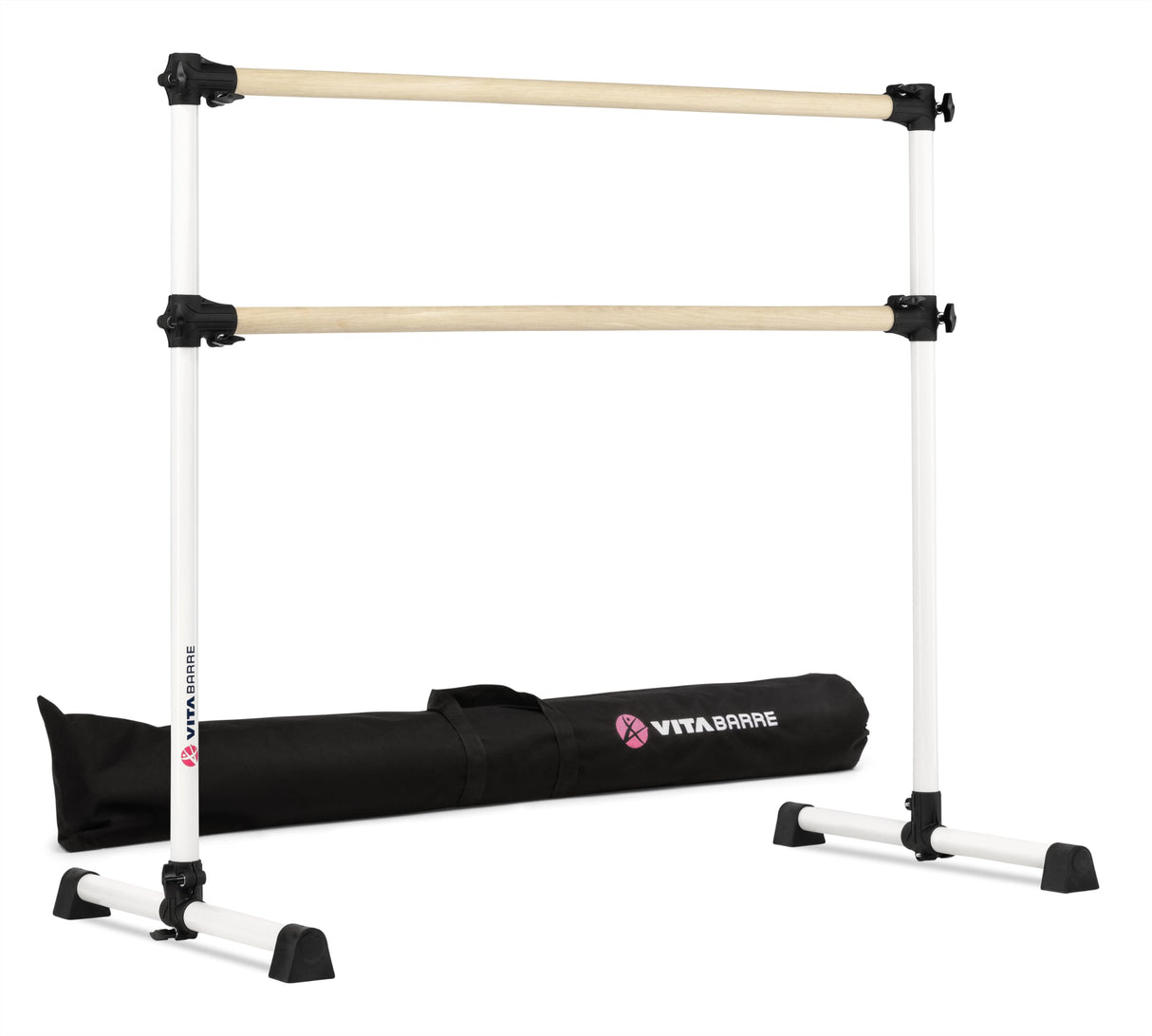 VITA Barre Portable Freestanding Double Ballet Barre, Prodigy, with Carry Bag | Adjustable Height, USA Made, Home or Gym Exercise Equipment for Kids & Adults | Dance, Fitness, Pilates