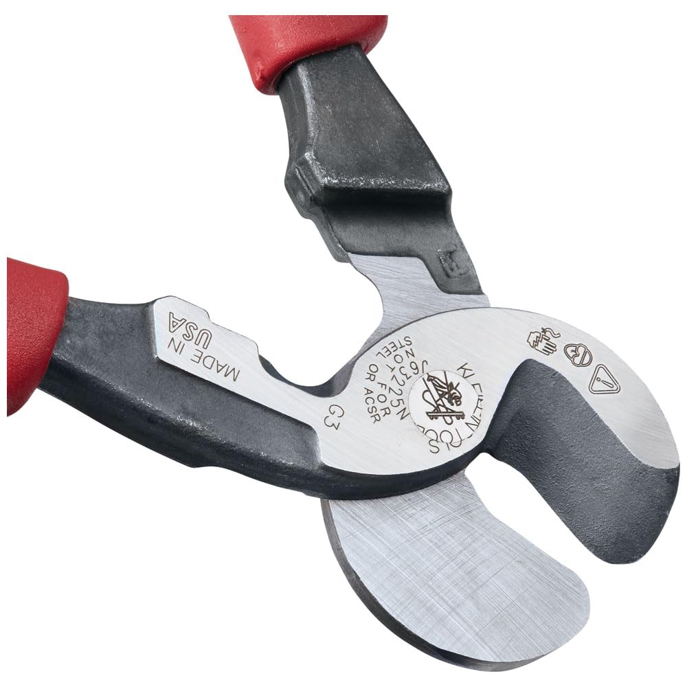 Klein Tools 63215 Cable Cutter, Made in USA, High-Leverage 6.5-Inch Compact, Forged From US Made Steel, Ideal for Cutting Aluminum and Copper Cable