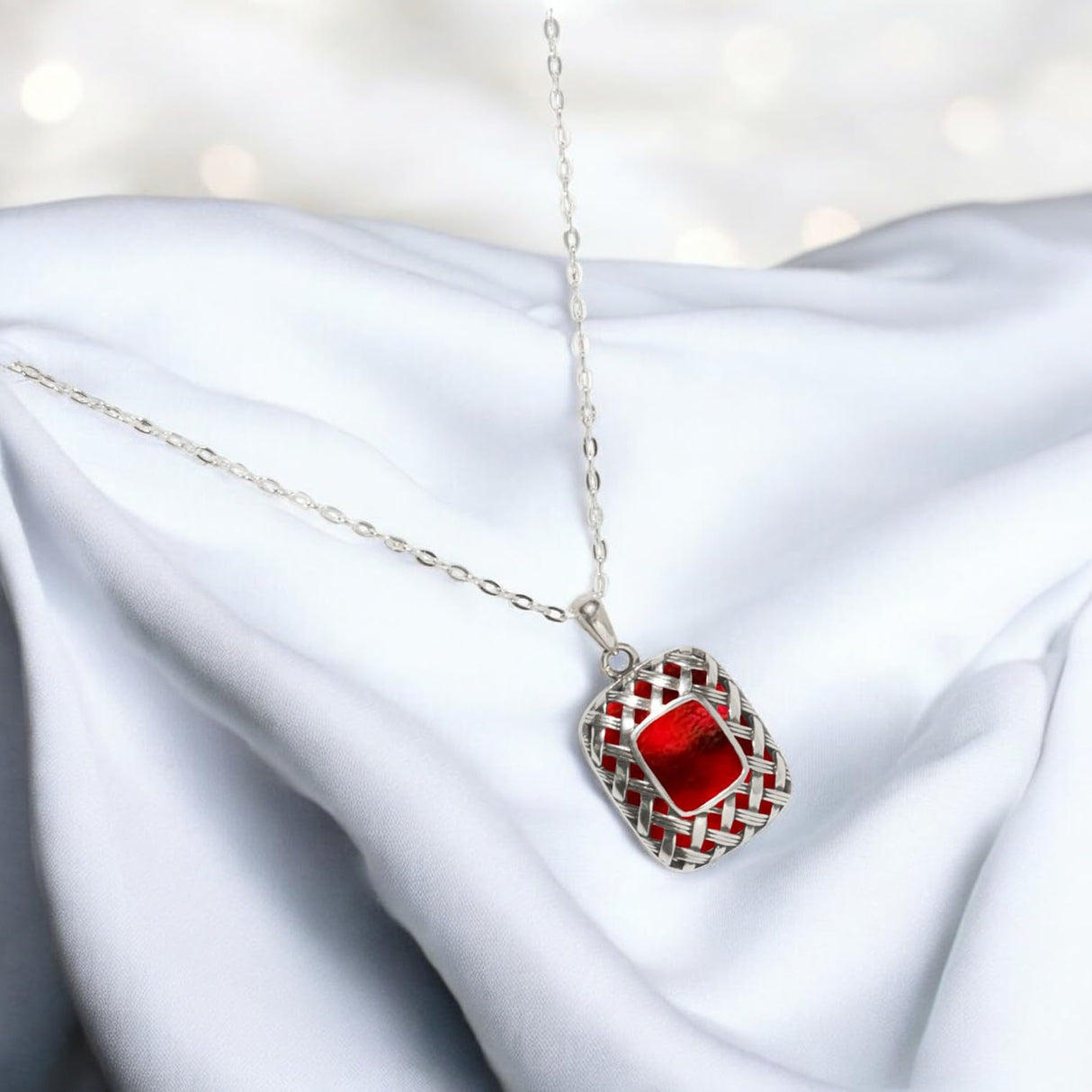 Bottled Up Designs Handmade Vintage Quilted Square Necklace, Sterling Silver, Eco Friendly, Made in USA, Birthday Gifts, Mothers Day, Women, Anniversary (Clear Dairy Bottle)