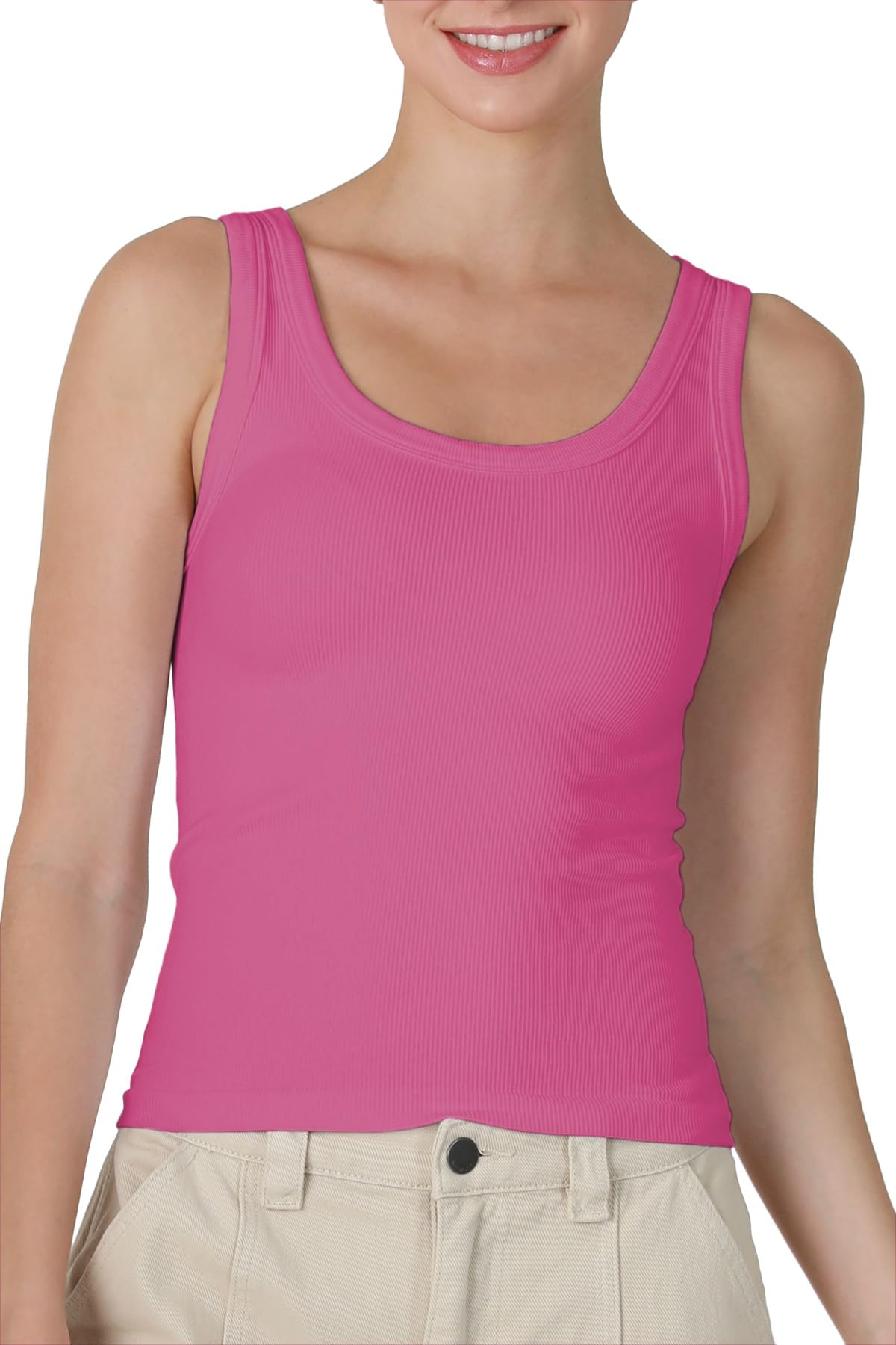 NIKIBIKI Women Seamless Reversible Ribbed Tank Top, Made in U.S.A, One Size