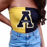 Lojobands Women's Tailgate Outfit College Two Tone Color Block Tube Top Made in USA One Size Fits Most