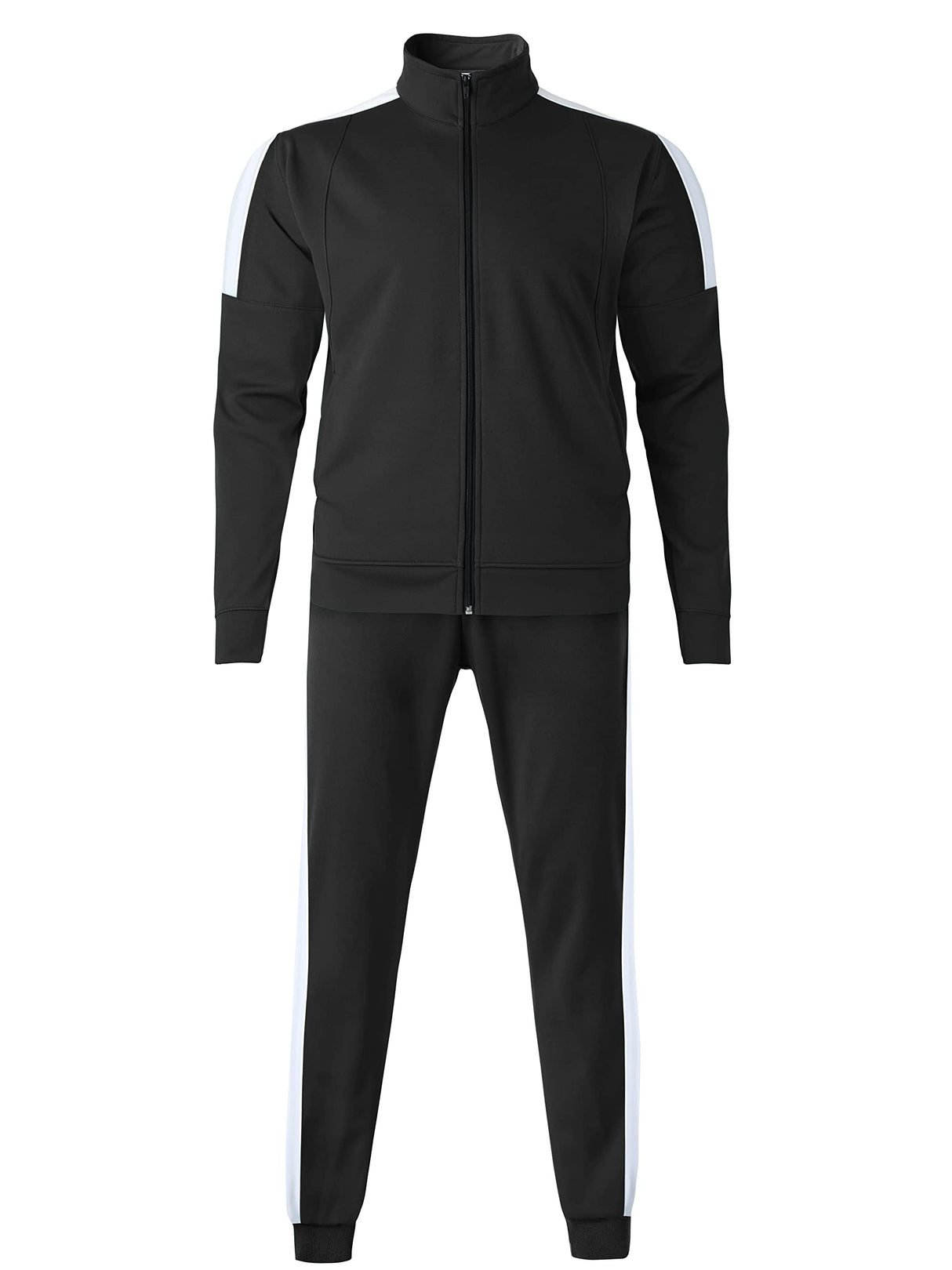 Hat and Beyond Mens Made in USA Premium Track Jacket & Pants Striped Sweatsuit Athletic Casual Essentials Gym