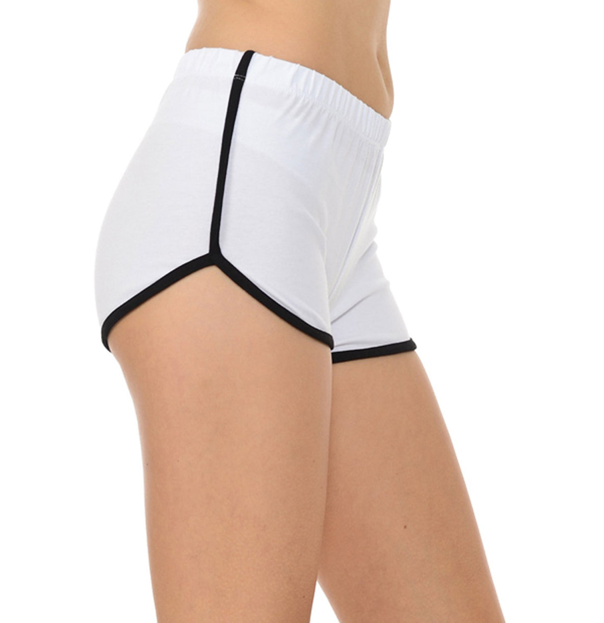 7Wins Women's Cotton Elastic Waist White Outline Active Lounge Shorts