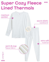 Sweet Hearts Thermal Underwear Set – 2 Piece Fleece Lined Top and Long Johns - Performance Base Layer Set: Made in USA