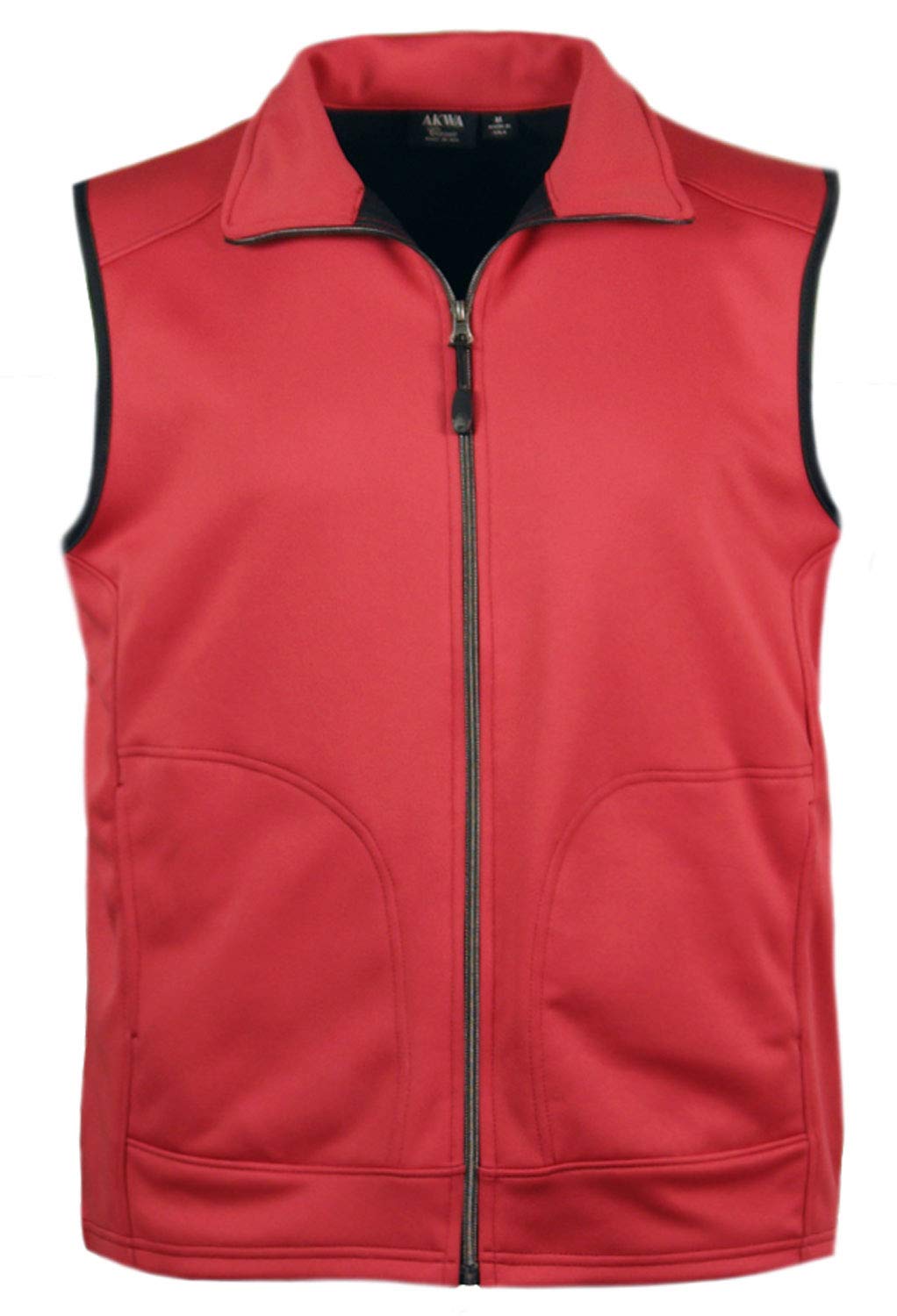 Akwa Made in USA Men's Full Zip Soft Shell Vest Wind and Water Resistant Bonded Poly Fleece with 2 Side Pockets