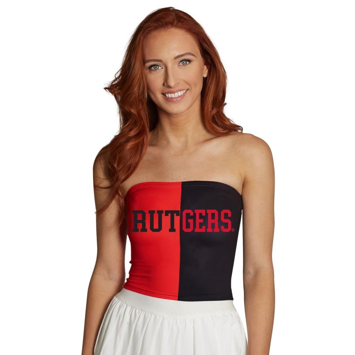 Lojobands Women's Tailgate Outfit College Two Tone Color Block Tube Top Made in USA One Size Fits Most