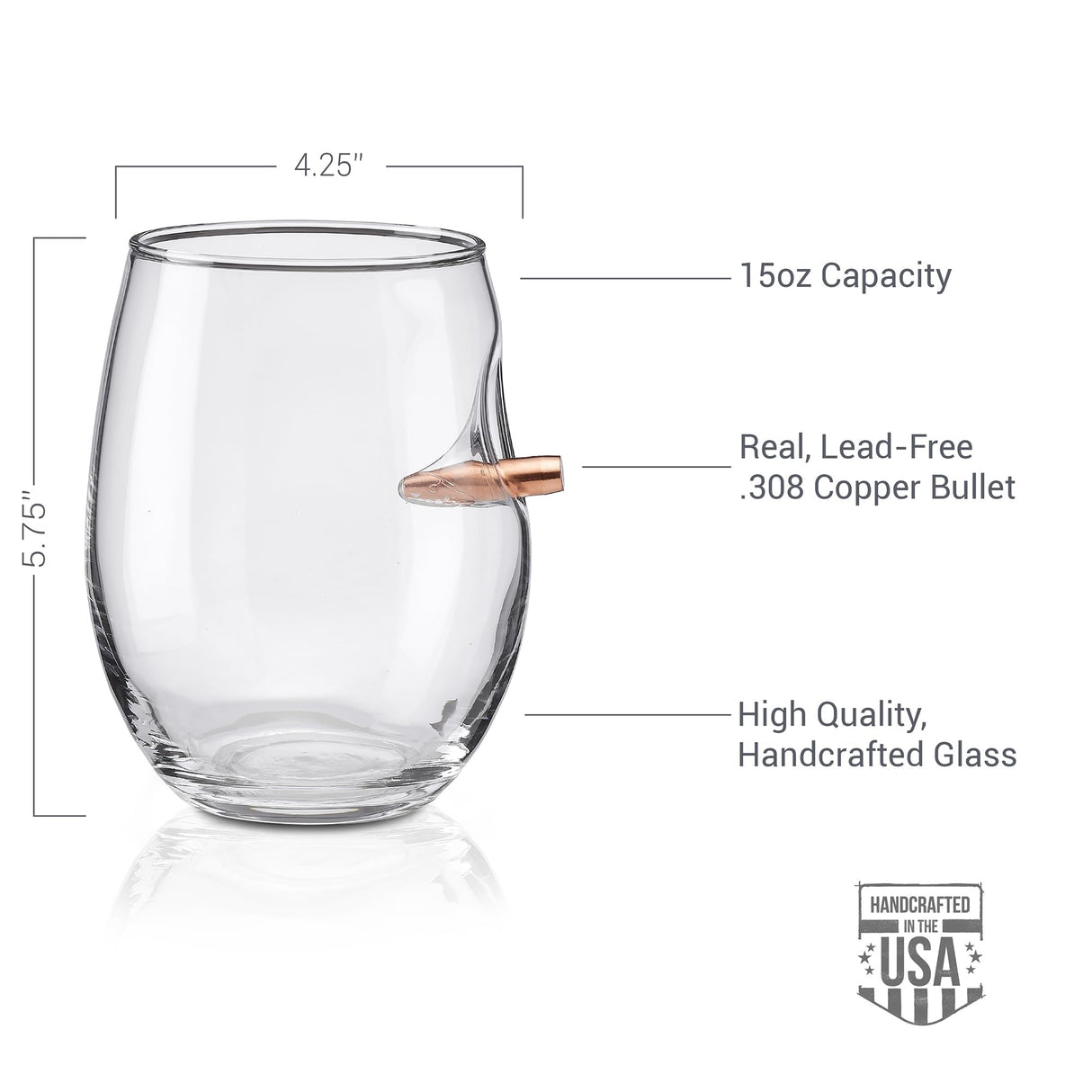 BenShot Bulletproof Wine Glass with real bullet