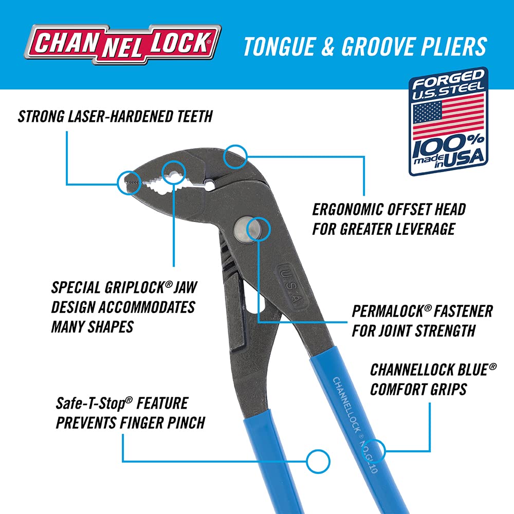 Tongue and Groove Plier,9-1/2" L