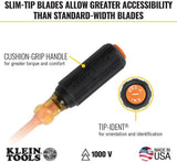 Klein Tools 94130 1000V Insulated Screwdriver Tool Set with #2 Phillips and 1/4-Inch Cabinet Slim Tips, 2 Insulated Pliers and Wire Stripper
