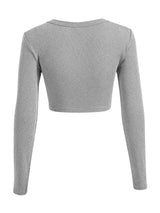 Sweet Hearts Long Sleeve Crop Tops for Women- Ribbed Cute Cropped Top Square Neck Casual Basic Shirt Made in USA