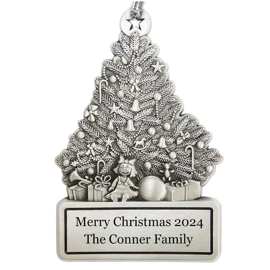 Indiana Metal Craft Attractive Christmas Tree Pewter Personalized Ornaments Engraving Made in USA (Gallery Print)