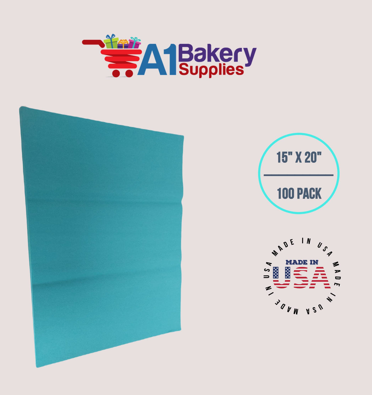 Caribbean Teal Tissue Paper 20 Inch x 30 Inch - 48 XL Sheets Premium Quality Tissue Paper by A1 bakery supplies