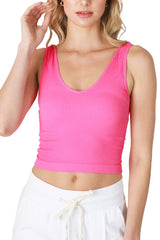 NIKIBIKI Women Seamless Reversible Ribbed Crop Top, Made in U.S.A, One Size